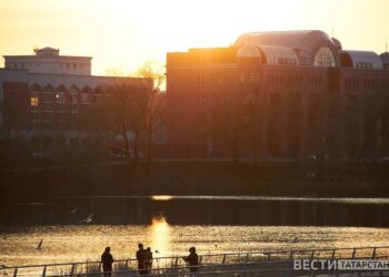 закат в городе