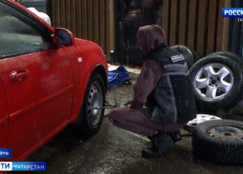 Метель, гололед и первый снег: в казанских шиномонтажках начался ажиотаж