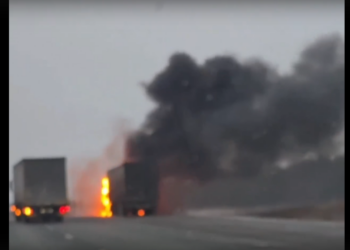 В Татарстане на трассе М7 загорелся грузовик
