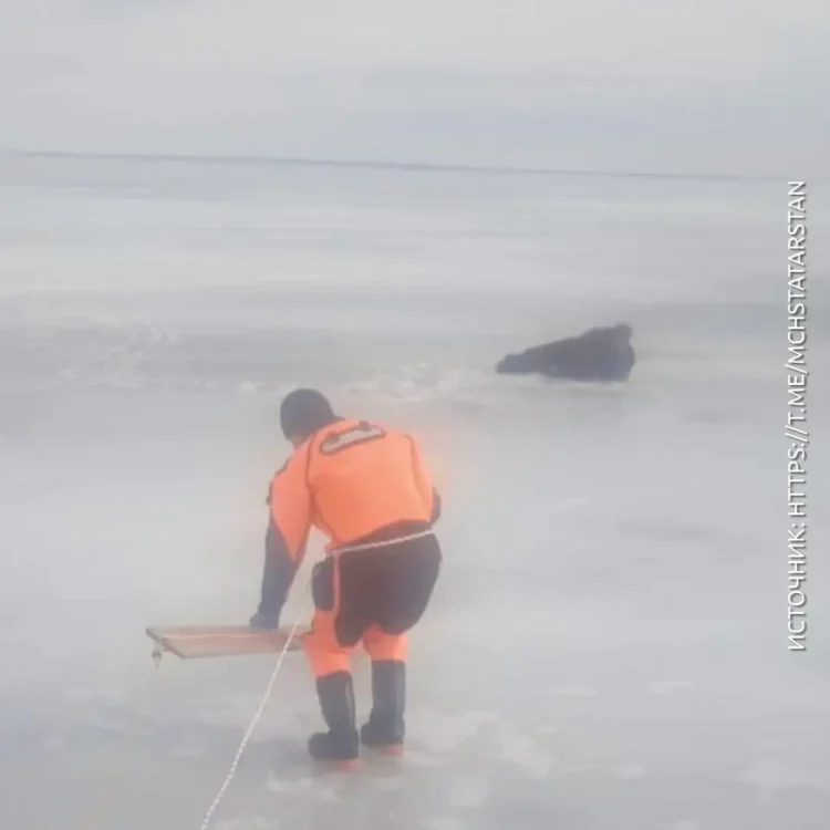 водитель снегохода провалился под лед