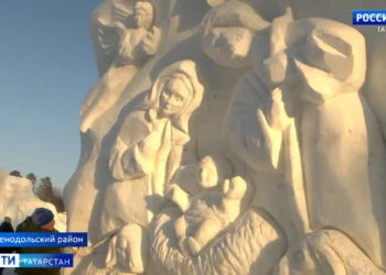 В Раифском Богородицком монастыре проходит Рождественский фестиваль ледяных и снежных скульптур