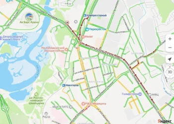 В Казани на Ямашева, перед дамбой, образовалась пробка